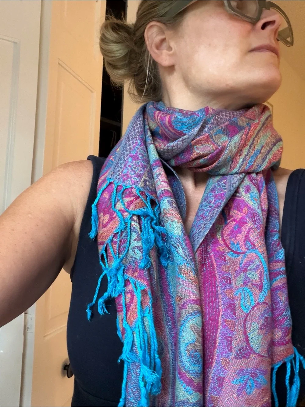 Pashmina Turquoise & Purple Paisley Scarf
